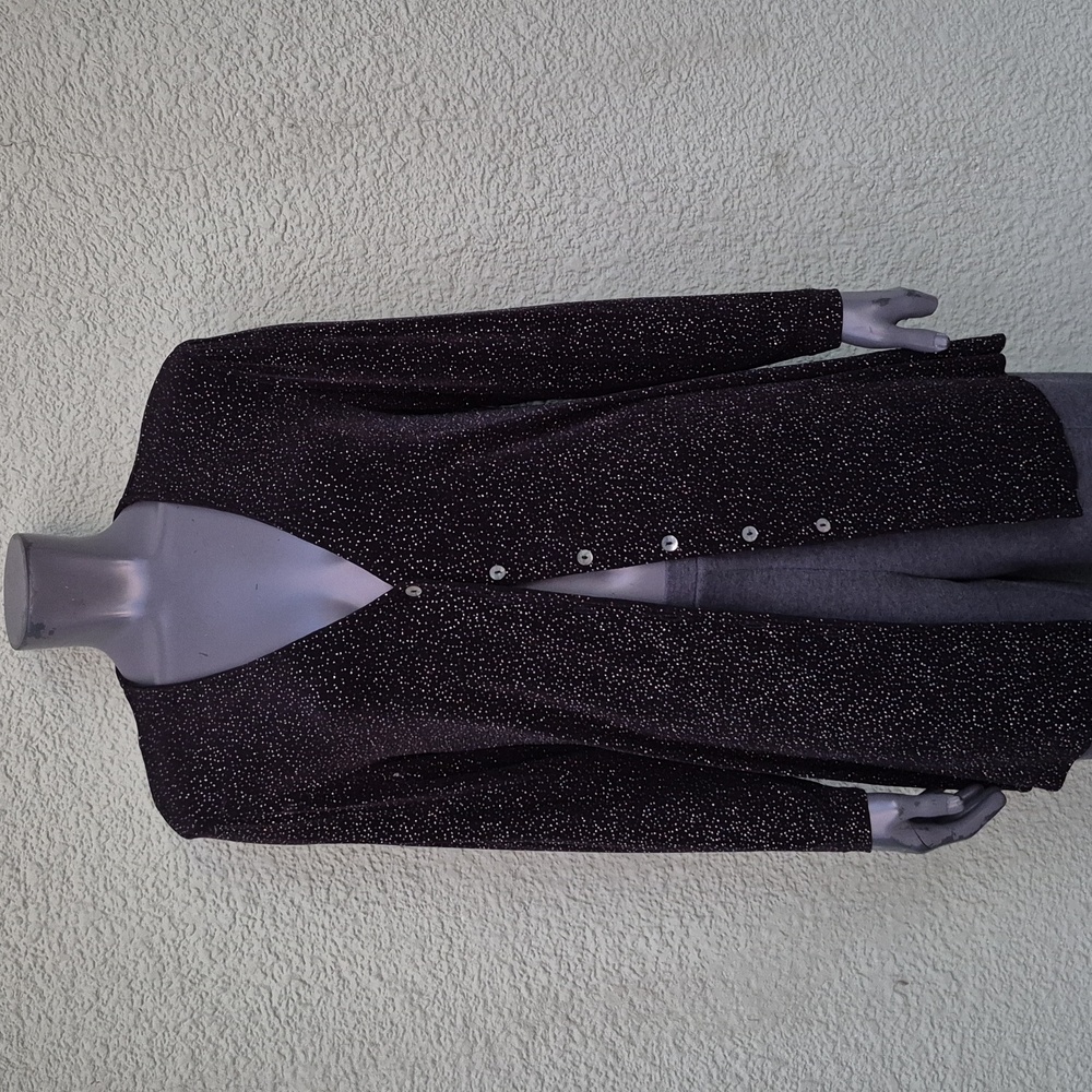 Rabbit Rabbit Rabbit Designs Ladies Black Knit Sequins Accented Button Down Top - Picture 11 of 17
